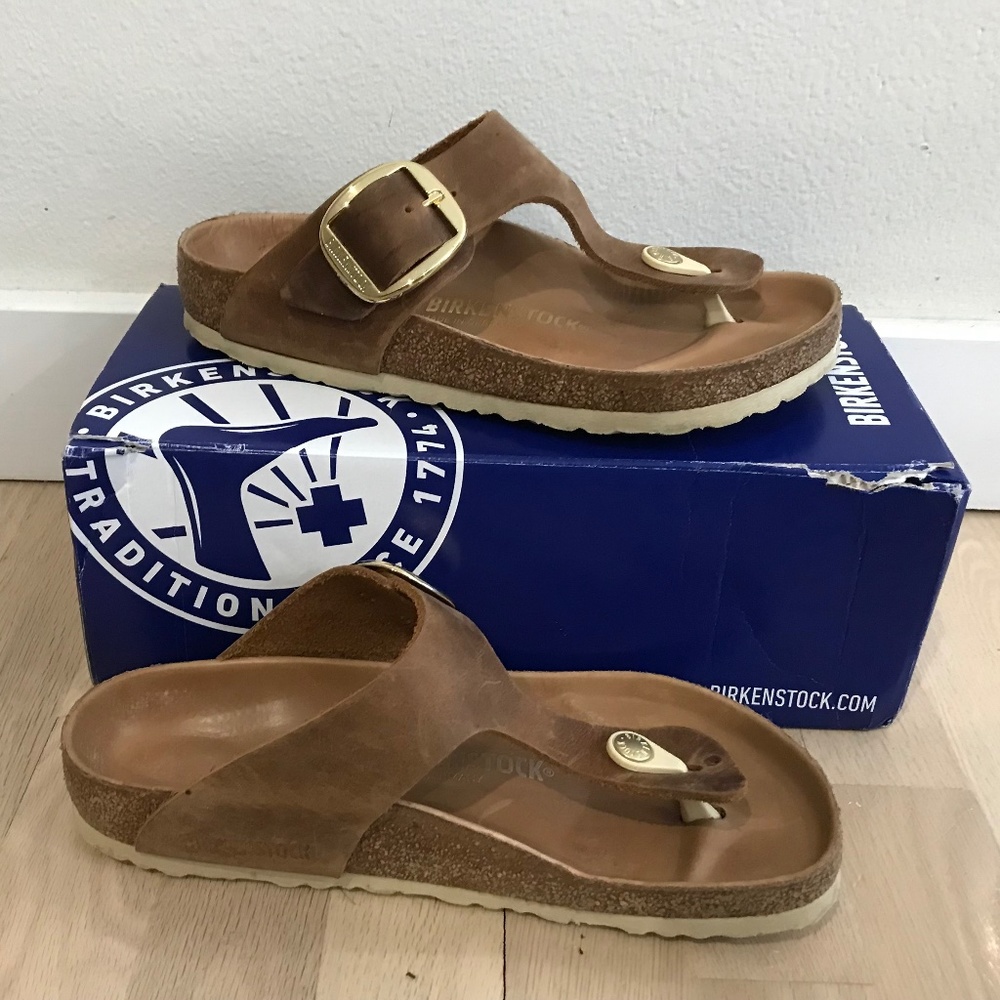 BIRKENSTOCK GIZEH BIG BUCKLE OILED LEATHER -38/7-7.5